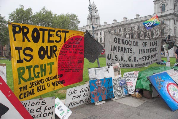 Brian Haw in Parliament Square © 2006, Peter Marshall