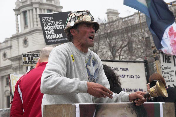 Brian Haw in Parliament Square © 2006, Peter Marshall